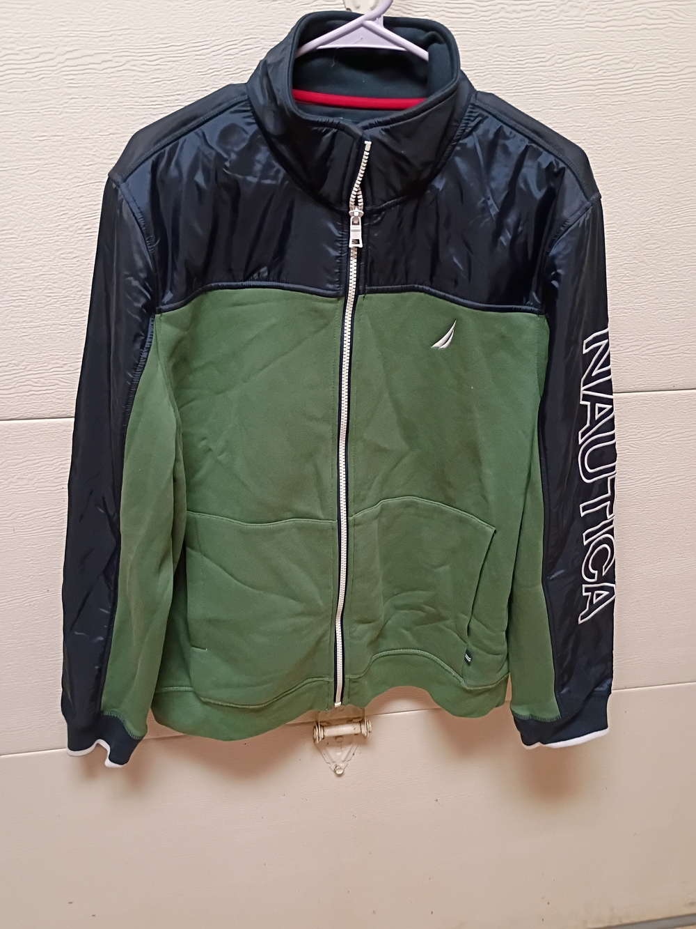 Nautica Green and Black Full-Zip Jacket with Logo Sleeve